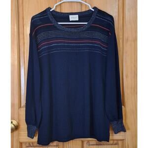 Wrap London Sweater Women's 4 Small Lightweight Striped Preppy Metallic Wool
